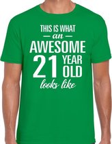 Awesome 21 year / 21 jaar cadeau t-shirt groen heren XL