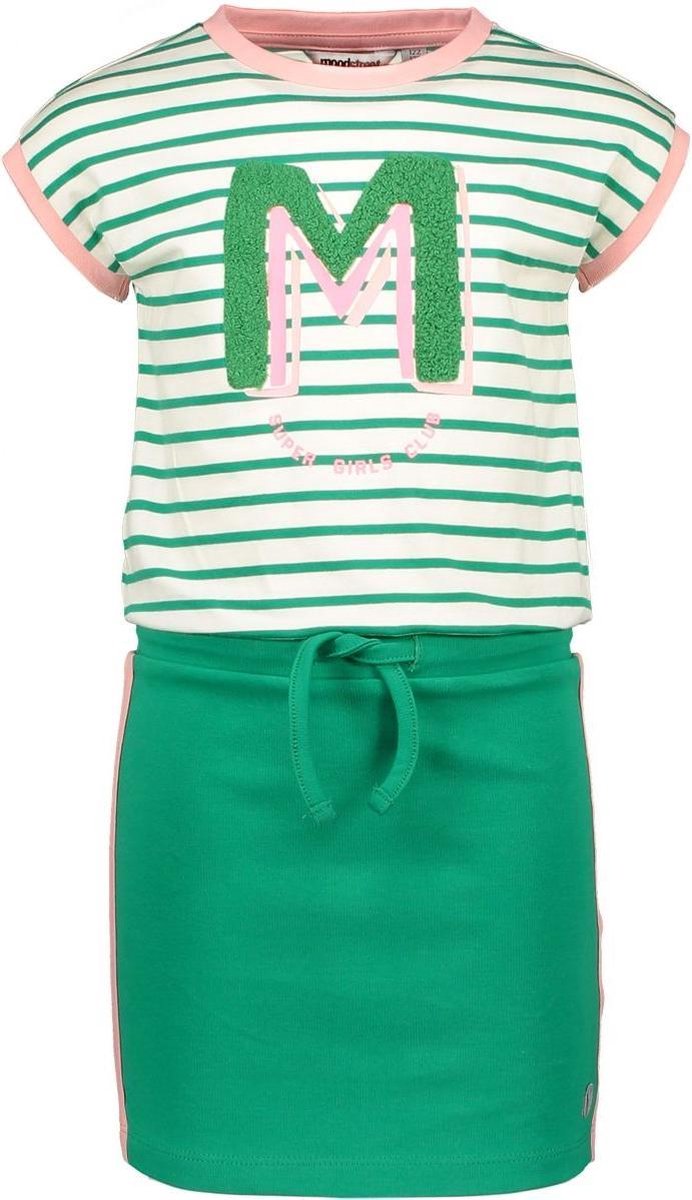 Moodstreet Meisjes jurken Moodstreet MT spoty dress stripe groen 86/92