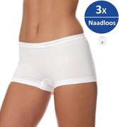 Brubeck Dames Ondergoed Boxershorts - Naadloos Elastisch Katoen 3-Pack - Wit - XL
