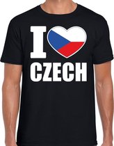 I love Czech t-shirt Tsjechie zwart voor heren XL