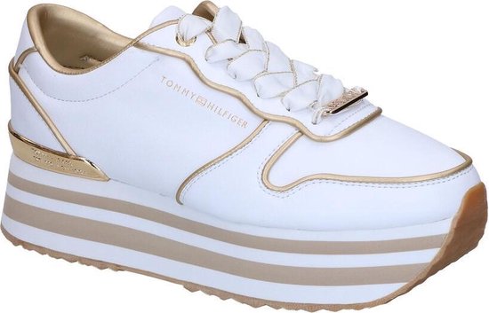 Tommy Hilfiger Metallic Flatform Witte Sneakers Dames 37 | bol.com