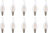 LED Lamp 10 Pack - Kaarslamp - Filament Flame - E14 Fitting - 4W - Warm Wit 2700K - BES LED