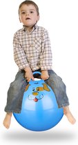 Relaxdays skippybal kinderen - springbal klein - 45 cm - handvat - binnen & buiten - dier - blauw