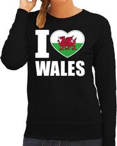 I love Wales sweater / trui zwart voor dames 2XL
