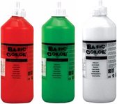 Lot de 3 bouteilles de peinture à l'eau pour enfants Artisanat Vert-Rouge-Blanc - 500 ml par bouteille - Peinture / peinture