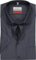 MARVELIS modern fit overhemd - korte mouw - antraciet - Strijkvrij - Boordmaat: 42