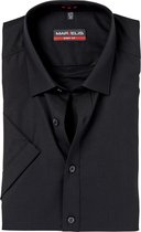 MARVELIS body fit overhemd - korte mouwen - zwart - Strijkvriendelijk - Boordmaat: 38