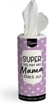 Moederdag - Tissue Dispenser - Super blij met een Mama zoals jij! - In cadeauverpakking met gekleurd lint