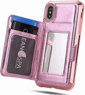 Wallet met spiegel Case geschikt voor Apple iPhone X / Xs - roze