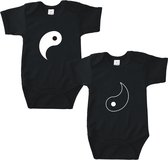 Rompertjes baby met tekst - Yin Yang - Zwart - Maat 50/56 - Kraam cadeau - Babygeschenk - Romper