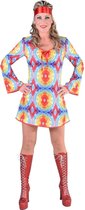 Magic By Freddy's - Hippie Kostuum - Hippie Batik Jaren 70 - Vrouw - blauw,multicolor - XXL - Carnavalskleding - Verkleedkleding