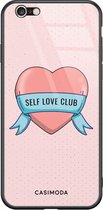 iPhone 6/6s hoesje glass - Self love club | Apple iPhone 6/6s case | Hardcase backcover zwart