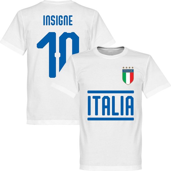 Italië Insigne 10 Team T-Shirt - Wit - XS