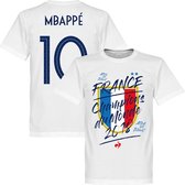 Frankrijk Champion Du Monde MbappÃ© 10 T-Shirt - Blauw - XXL