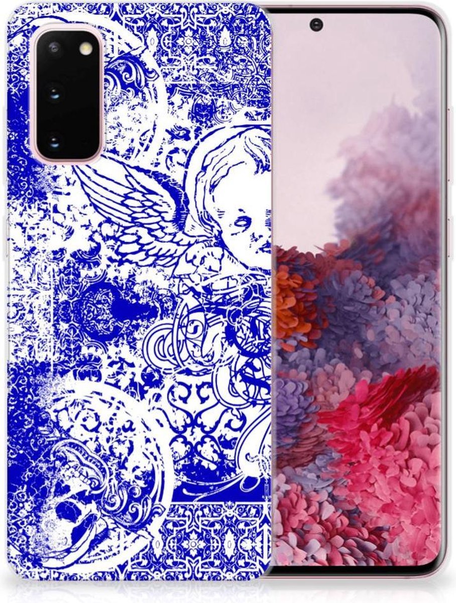 Silicone Back Case Samsung Galaxy S20 Angel Skull Blauw