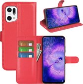 Oppo Find X5 Hoesje - MobyDefend Kunstleren Wallet Book Case (Sluiting Voorkant) - Rood - GSM Hoesje - Telefoonhoesje Geschikt Voor Oppo Find X5