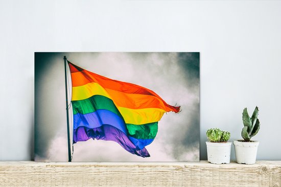 Photo d'un drapeau arc-en-ciel Aluminium 30x20 cm - petit - Tirage photo sur aluminium (décoration murale en métal)