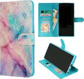 HB Hoesje Geschikt voor Samsung Galaxy A42 5G met Print - Portemonnee Book Case - Kaarthouder & Magneetlipje - Marmer Uni