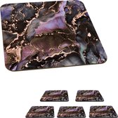 Onderzetters voor glazen - Marmer - Goud - Roze - 10x10 cm - Glasonderzetters - 6 stuks