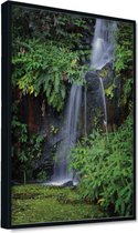 Akoestische panelen - Geluidsisolatie - Akoestische wandpanelen - Akoestisch schilderij AcousticPro® - paneel met waterval eden - design 202 - Premium - 120X170 - zwart- Wanddecora
