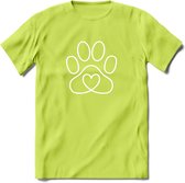 Love Paw - Katten T-Shirt Kleding Cadeau | Dames - Heren - Unisex | Kat / Dieren shirt | Grappig Verjaardag kado | Tshirt Met Print | - Groen - XXL