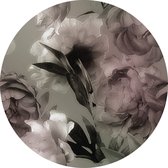 Sanders & Sanders zelfklevende behangcirkel bloemen grijs en roze - 601107 - Ø 70 cm