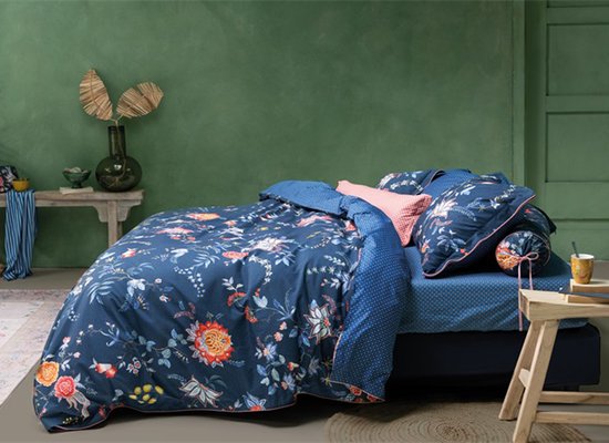 Pip Studio Flower Festival dekbedovertrek - Lits-Jumeaux XL - 260x200/220 - Donker Blauw van Pip Studio — afbeelding 5