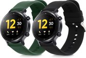 kwmobile 2x Bracelet pour Realme Watch S / Watch S pro / Watch 2 pro - Bracelets de suivi de la condition physique en noir / vert foncé