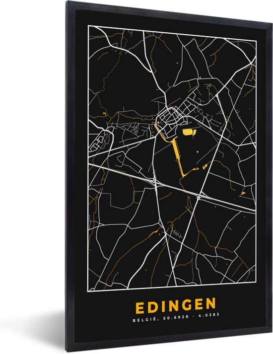 Fotolijst incl. Poster - Kaart - Edingen - Goud - Plattegrond ...