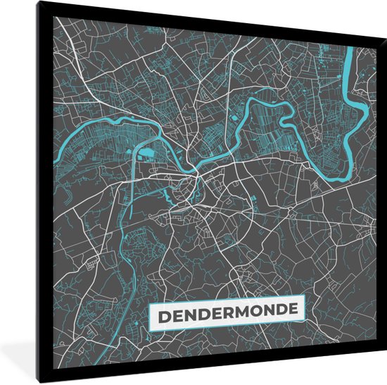 Fotolijst Incl Poster Belgi Dendermonde Stadskaart Kaart Blauw Bol Com