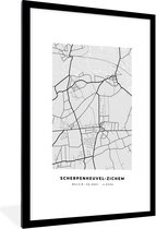Fotolijst incl. Poster Zwart Wit- Kaart – Plattegrond – Stadskaart – Scherpenheuvel Zichem – België – Zwart Wit - 60x90 cm - Posterlijst