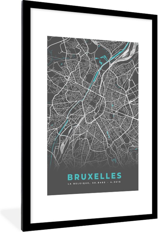 Fotolijst Incl Poster Kaart Plattegrond Stadskaart Bruxelles Belgi Grijs Bol Com