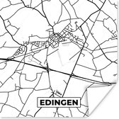 Poster België – Edingen – Stadskaart – Kaart – Zwart Wit – Plattegrond - 75x75 cm