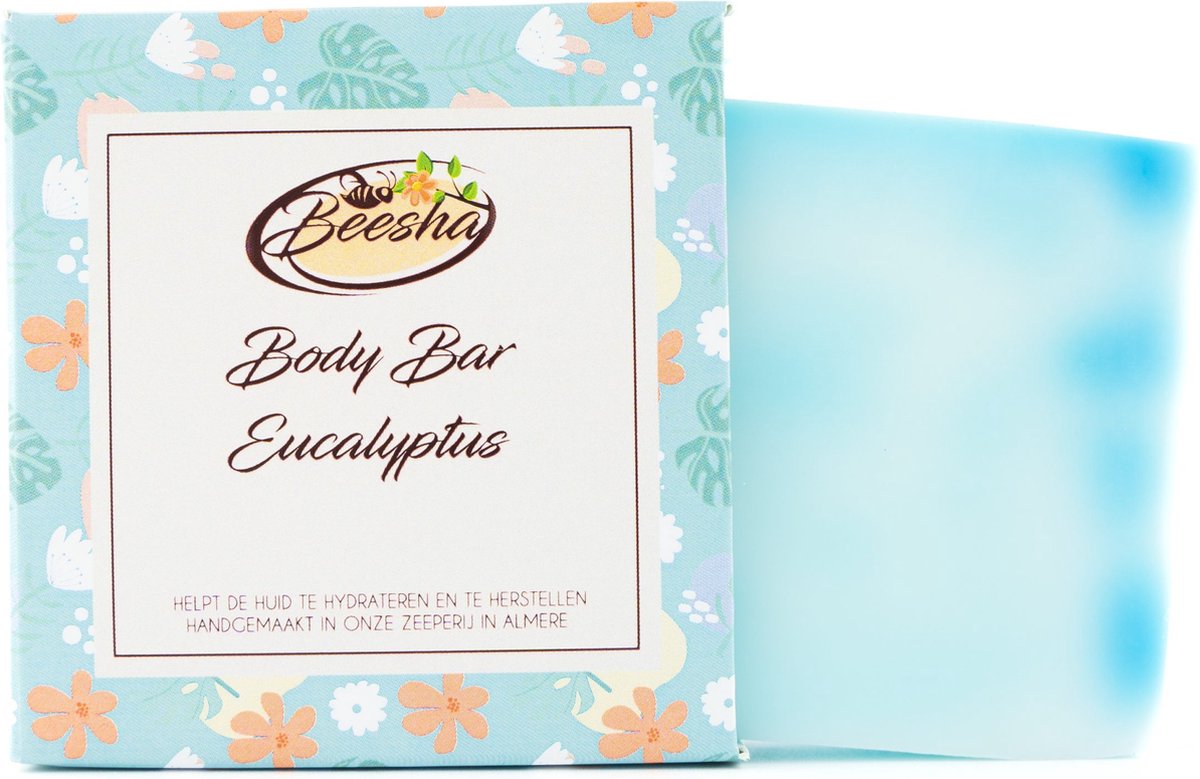 Beesha Body Bar Eucalyptus | 100% Plasticvrije en Natuurlijke Verzorging | Vegan, Sulfaatvrij en Parabeenvrij