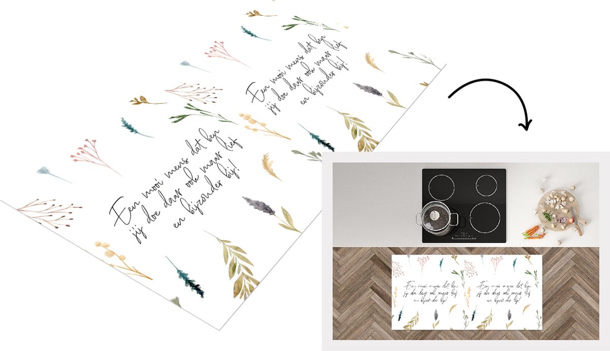 KitchenYeah Keukenloper - Loper keuken - Vriendschap - Een mens dat ben jij - Quotes - Vrienden - Spreuken - 120x60 cm - Keukenloper vinyl Multicolor