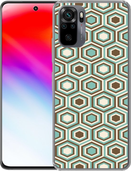 Coque Xiaomi Redmi Note 10 - Rétro - Honeycomb - Blauw - Marron - Coque de téléphone en Siliconen