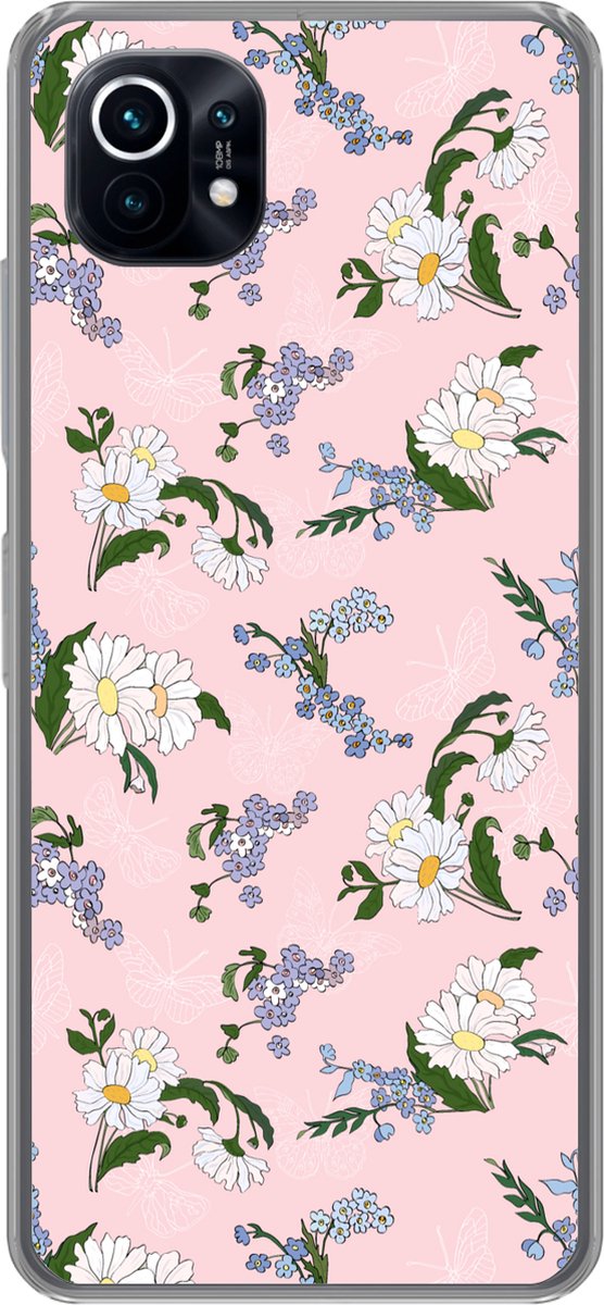 Telefoonhoesje Geschikt voor Xiaomi Mi 11 hoesje - Patronen - Vergeet me nietjes - Bloemen - Girl - Kids - Kinderen - Siliconen Telefoonhoesje Telefoonhoesje