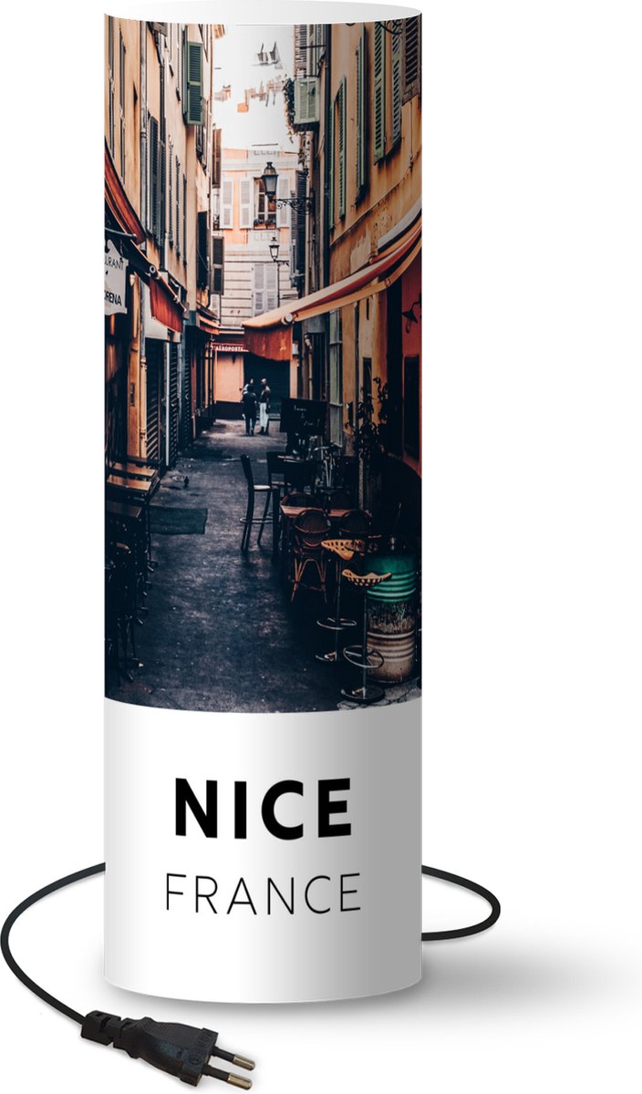Lamp - Nachtlampje - Tafellamp slaapkamer - Nice - Frankrijk - Café - 50 cm hoog - Ø15.9 cm - Inclusief LED lamp