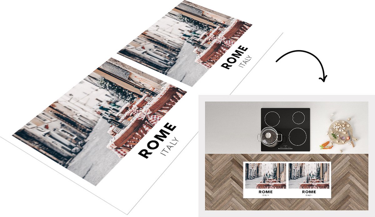 KitchenYeah Keukenloper - Loper keuken - Rome - Italië - Restaurant - 120x50 cm - Keukenloper vinyl Multicolor
