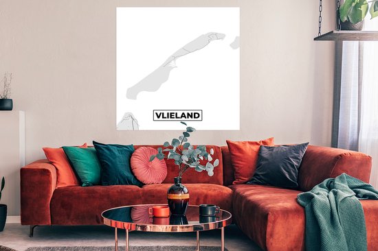 Affiche Carte - Vlieland - Île - Carte - Plan de la ville - 100x100 cm XXL