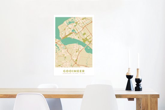 Affiche Gooimeer - Rétro - Carte - Plan de la ville - Plan d'étage - 60x90 cm
