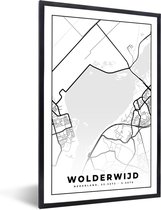 Fotolijst incl. Poster - Nederland - Plattegrond - Kaart - Wolderwijd - Stadskaart - 40x60 cm - Posterlijst