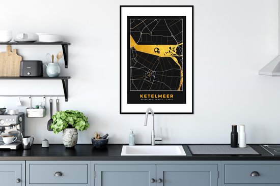 Cadre photo avec affiche - Carte - Plan d'étage - Plan de la ville - Ketelmeer - Or - 60x90 cm - Cadre pour affiche