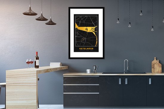 Cadre photo avec affiche - Carte - Plan d'étage - Plan de la ville - Ketelmeer - Or - 60x90 cm - Cadre pour affiche