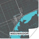Poster Nieuwkoop - Stadskaart - Plattegrond - Kaart - Blauw - 75x75 cm