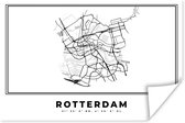 Poster Carte – Rotterdam – Zwart Wit – Plan de Ville - Carte - Nederland - 30x20 cm