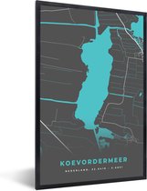 Cadre photo avec affiche - Frise - Water - Koevordermeer - Plan de la ville - Carte - Carte - 40x60 cm - Cadre pour affiche