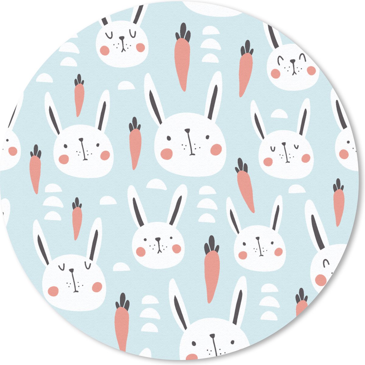 Muismat rond 40x40 cm - Mousepad Konijn - Dieren - Kind - Ronde muismatten