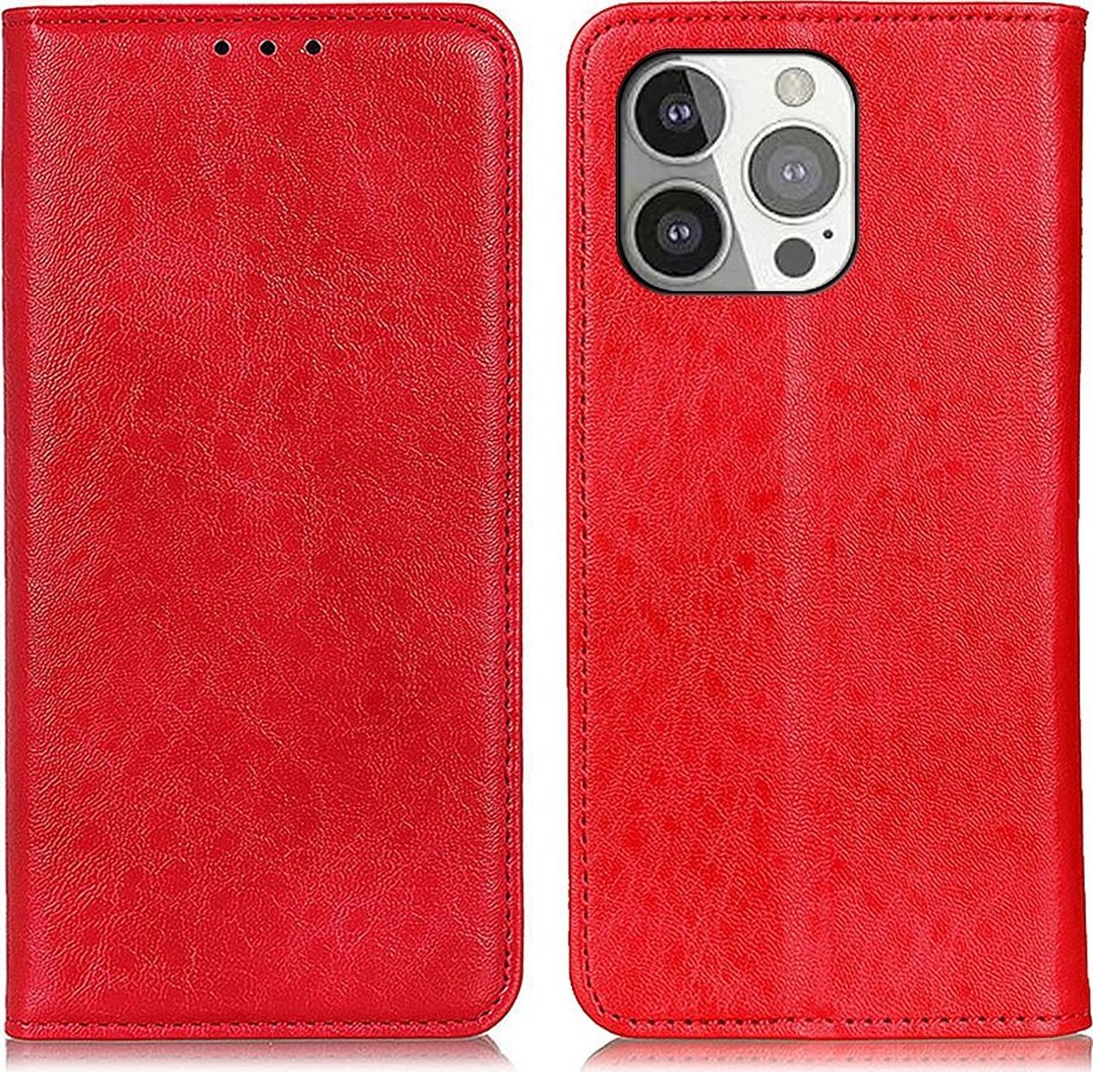 Mobigear Telefoonhoesje geschikt voor Apple iPhone 13 Pro Hoesje | Mobigear Classic Elegance Bookcase Portemonnee | Pasjeshouder voor 2 Pasjes | Telefoonhoesje voor Pinpas / OV Kaart / Rijbewijs - Rood