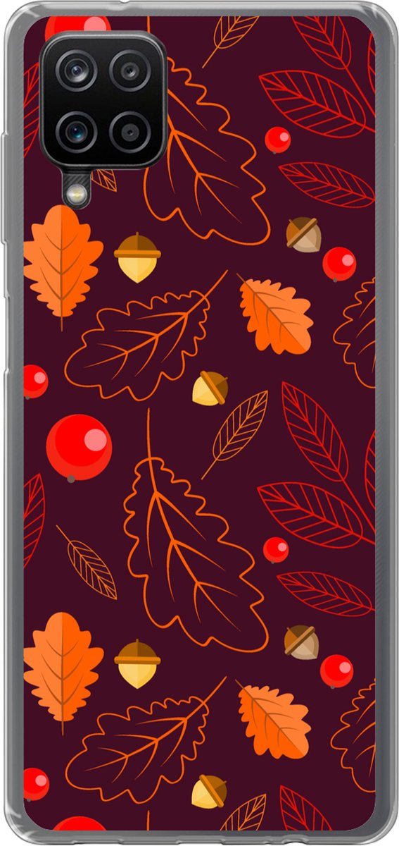 Telefoonhoesje Geschikt voor Samsung Galaxy A12 hoesje - Patronen - Herfst - Blaadjes - Girl - Kids - Kinderen - Siliconen Telefoonhoesje Telefoonhoesje